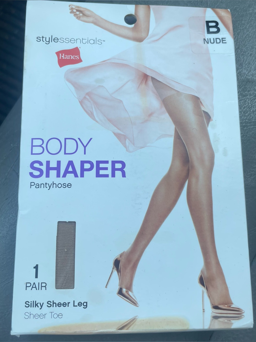 Hanes Nude Body Shaper Pantyhose size B medium Sheer Silky Legs